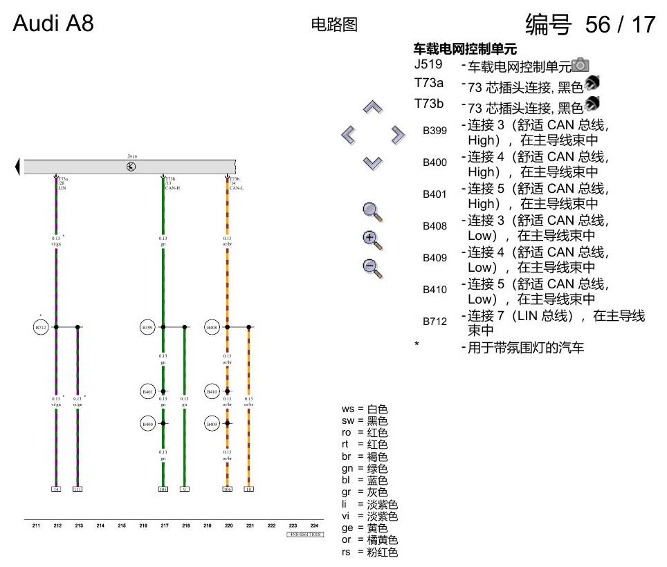 奥迪A8 D5 电路图 驾驶员和副驾驶员座椅调整功能 , (Q2X) 电路图