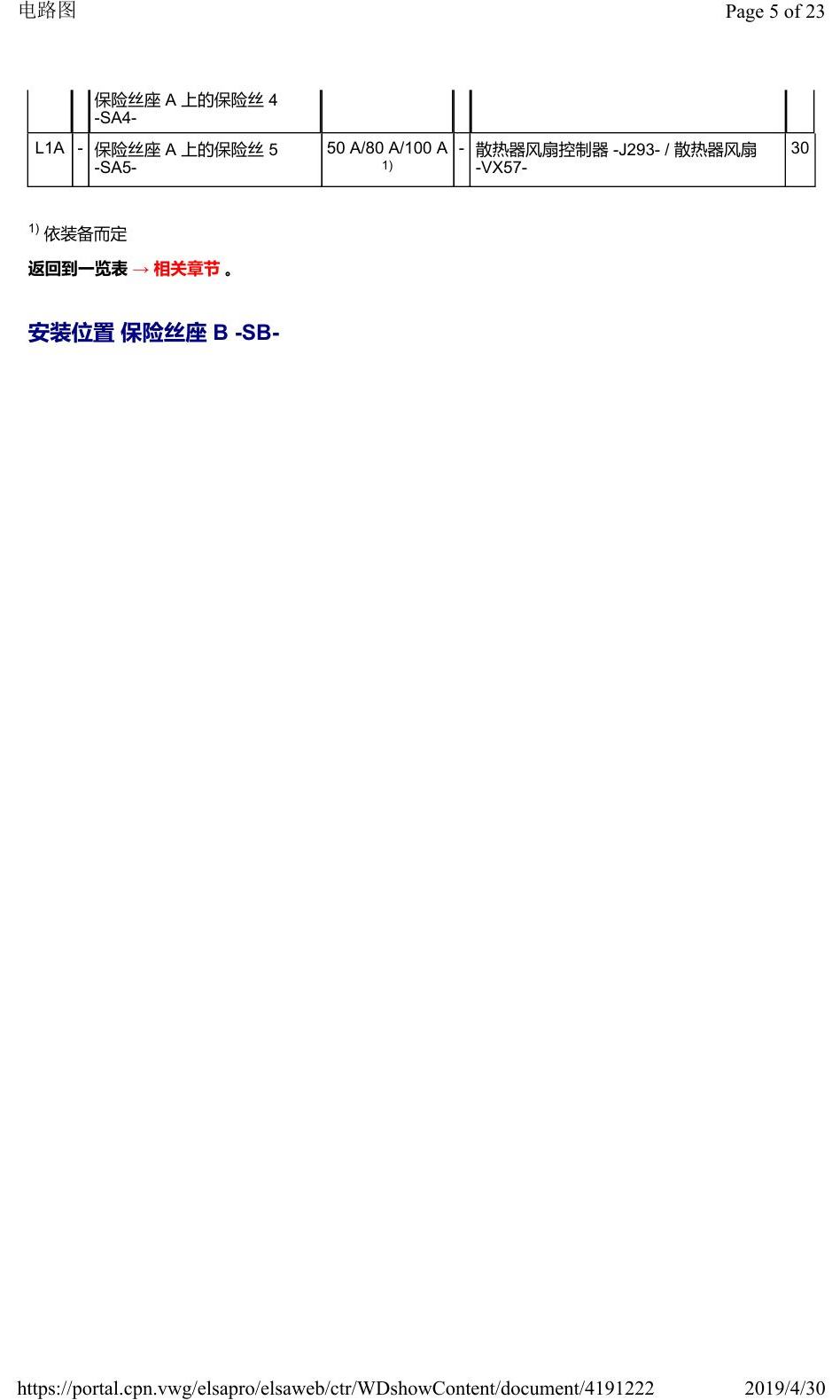 奥迪Q2L 安装位置:保险丝 电路图