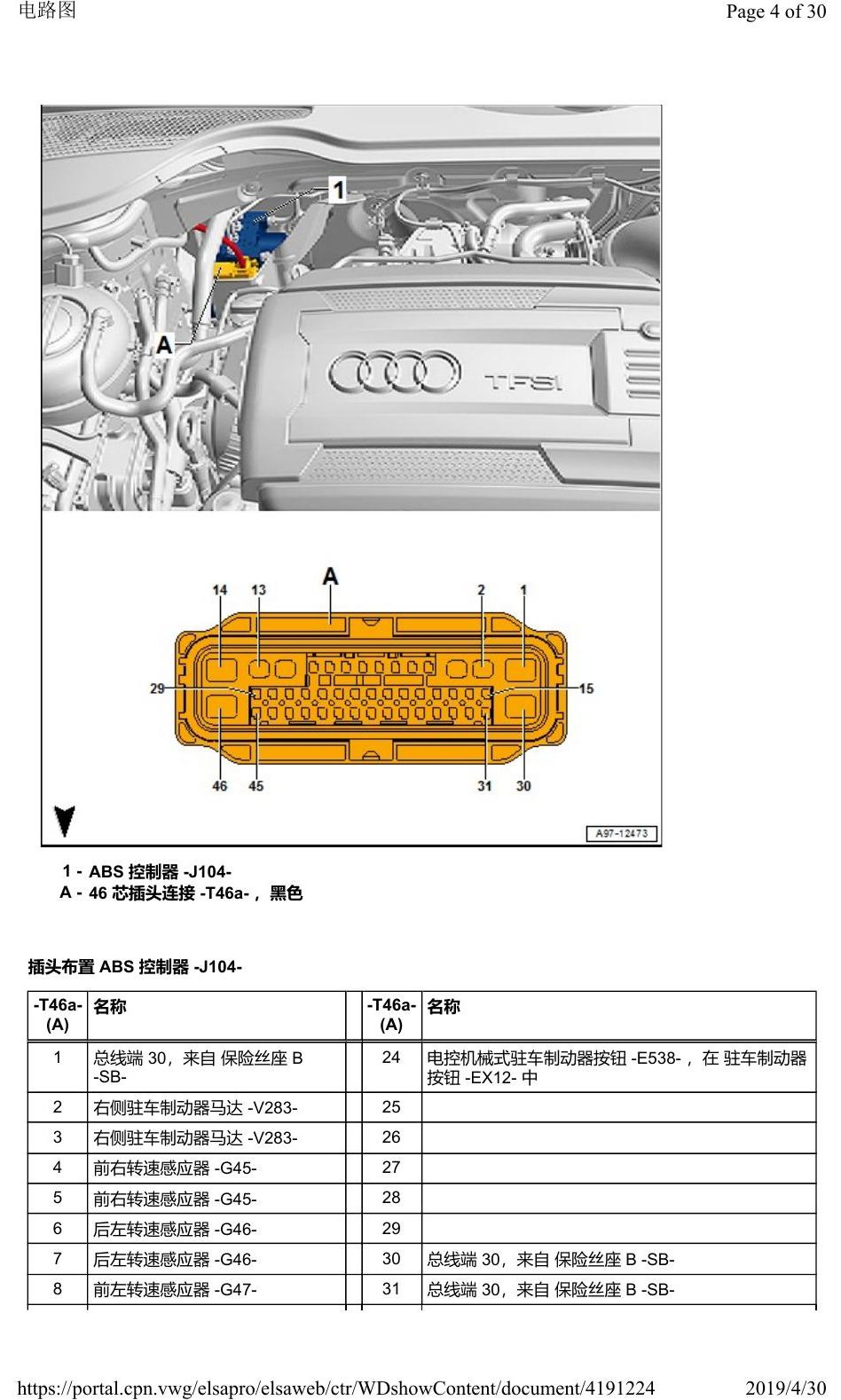 奥迪Q2L 安装位置:汽车前部的控制器 电路图