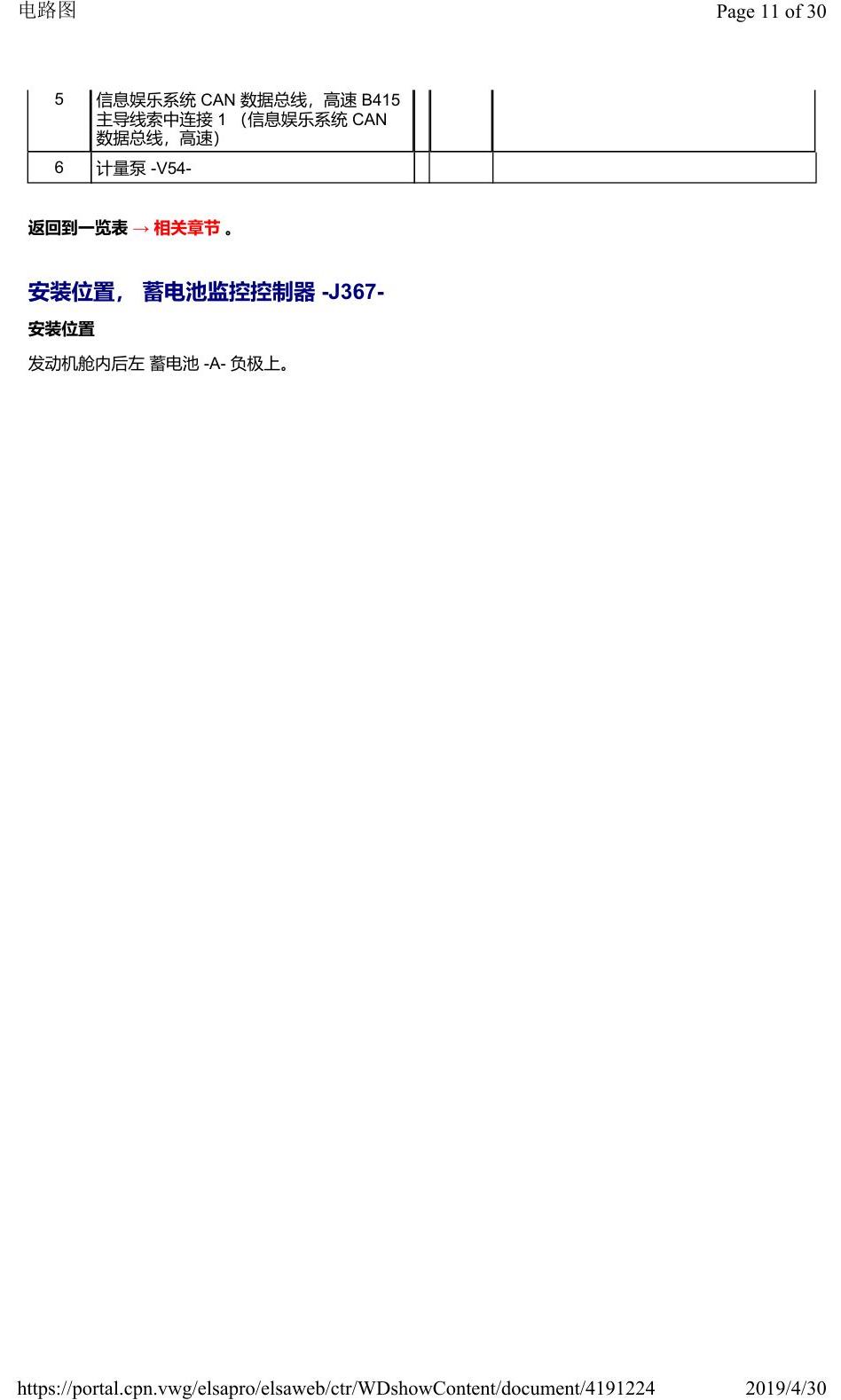 奥迪Q2L 安装位置:汽车前部的控制器 电路图