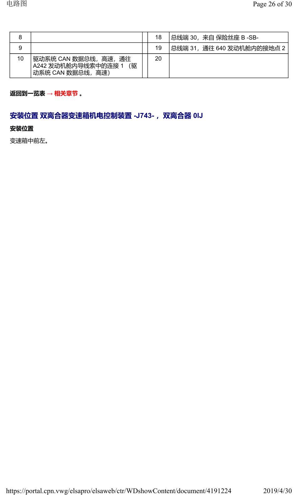 奥迪Q2L 安装位置:汽车前部的控制器 电路图