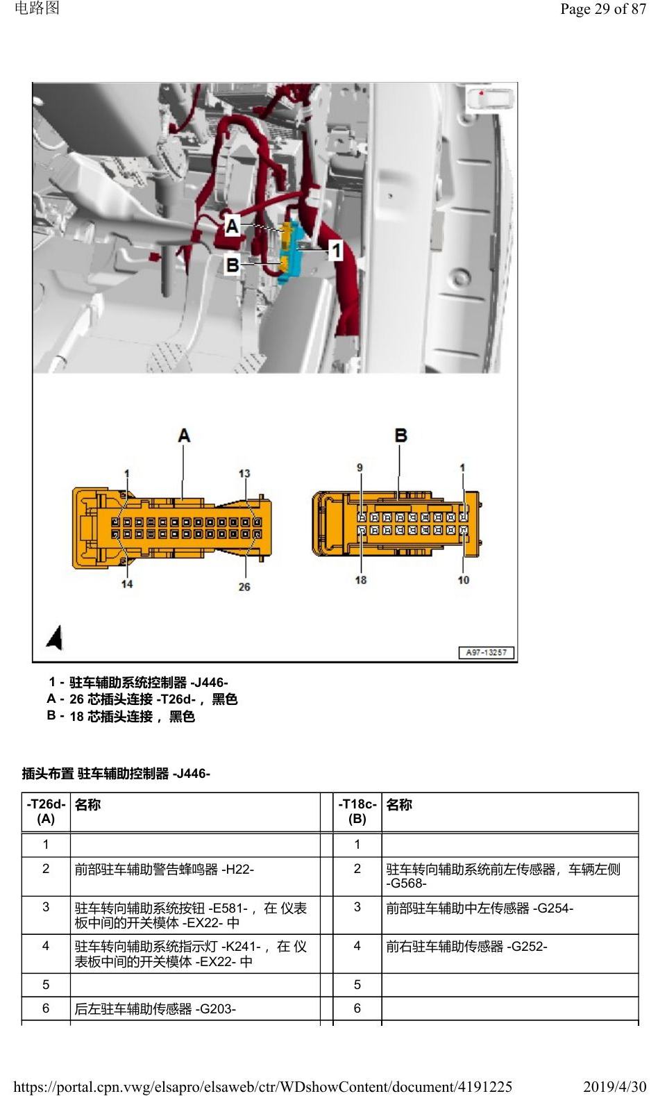 奥迪Q2L 安装位置:车辆中部的控制器 电路图