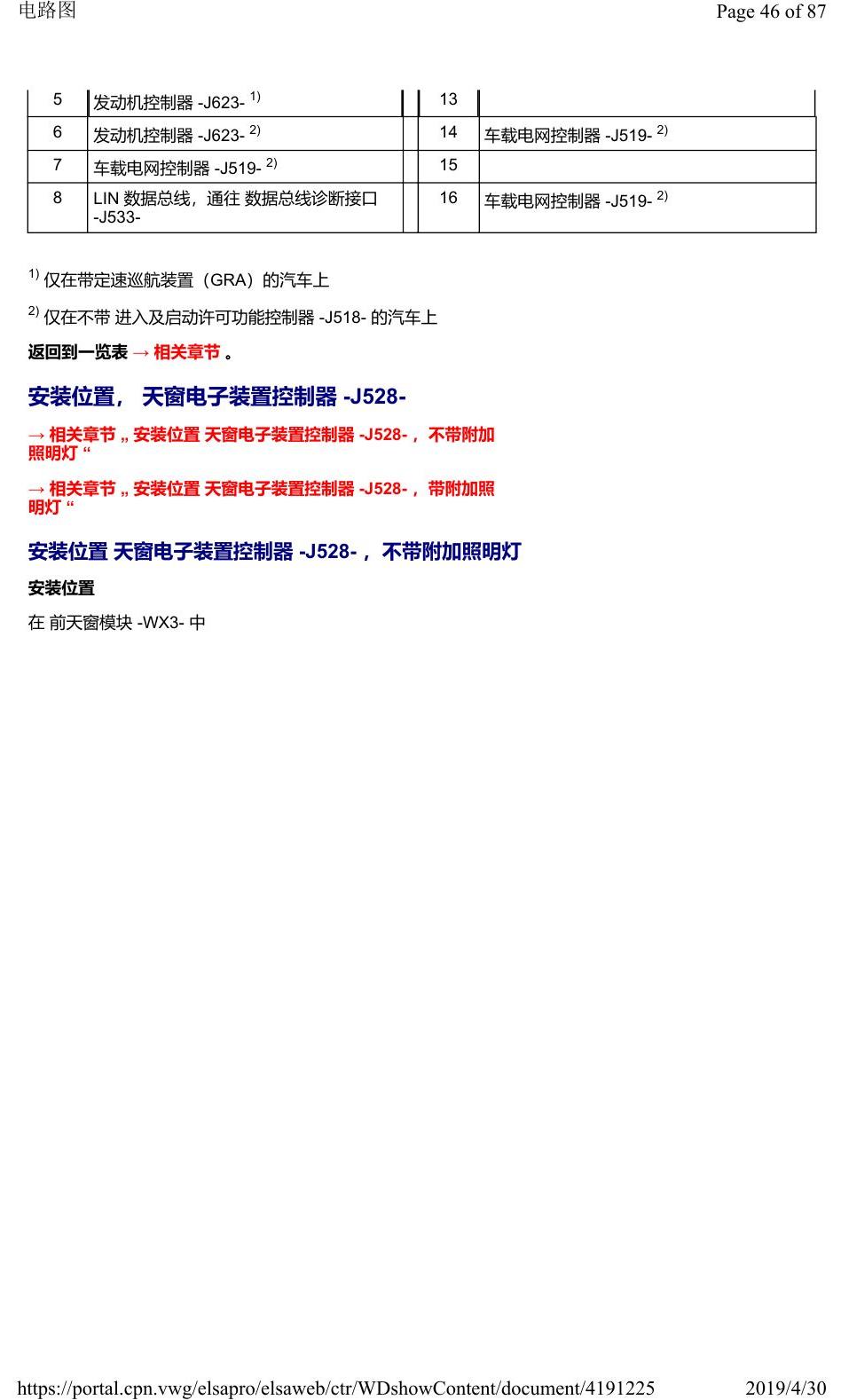 奥迪Q2L 安装位置:车辆中部的控制器 电路图