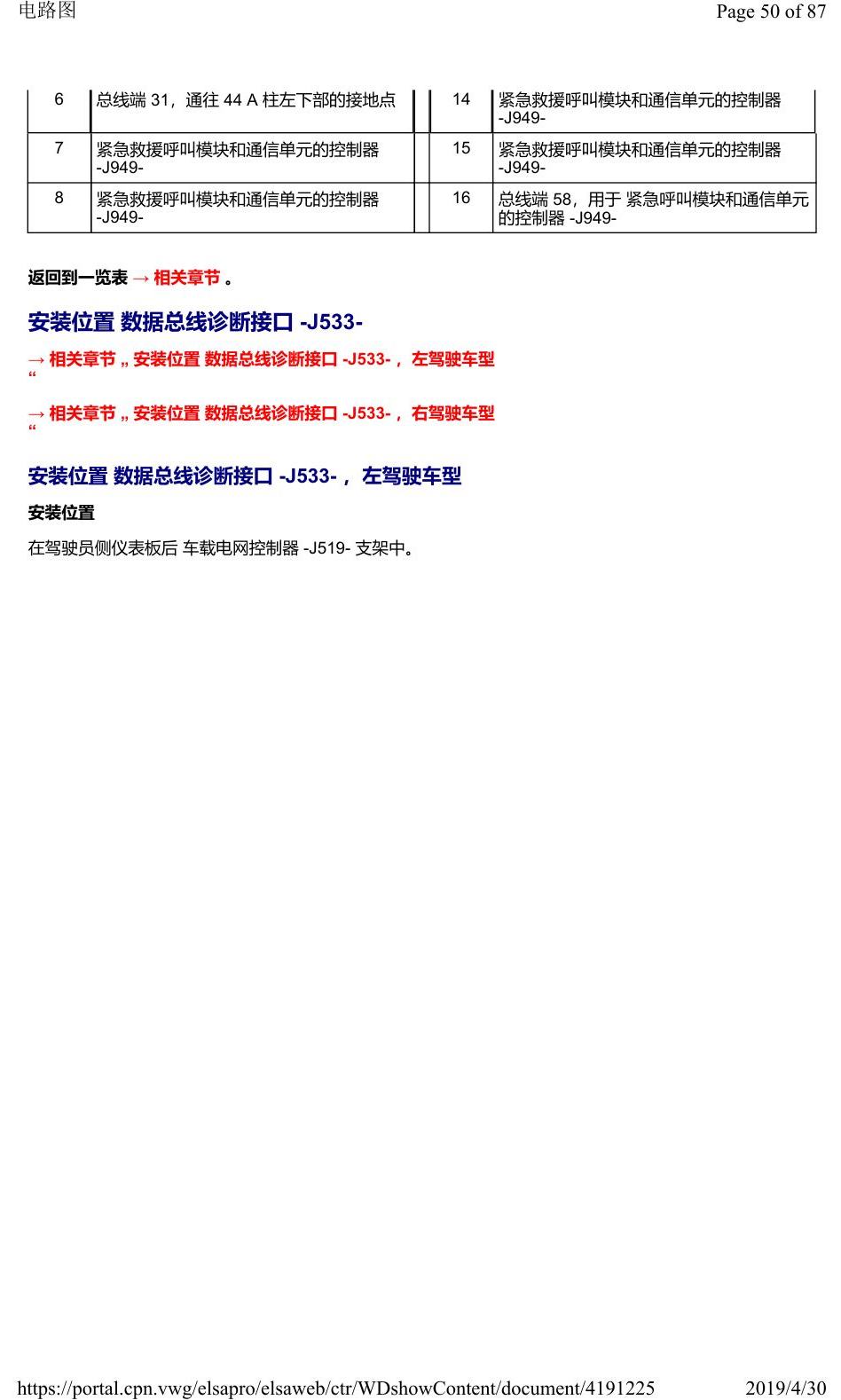 奥迪Q2L 安装位置:车辆中部的控制器 电路图