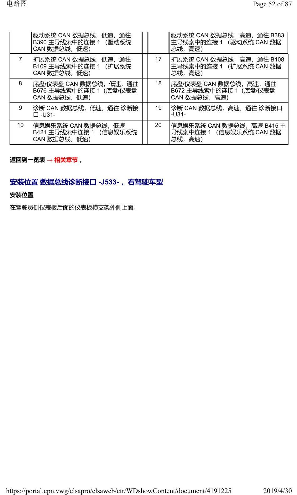 奥迪Q2L 安装位置:车辆中部的控制器 电路图