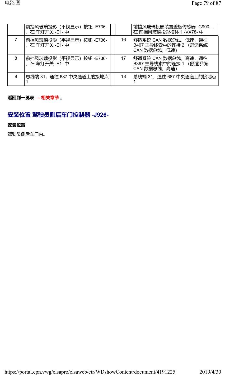 奥迪Q2L 安装位置:车辆中部的控制器 电路图