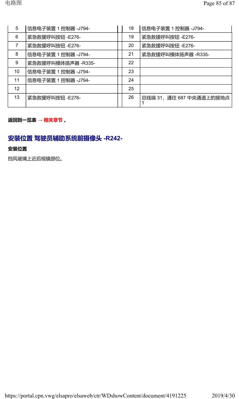 奥迪Q2L 安装位置:车辆中部的控制器 电路图