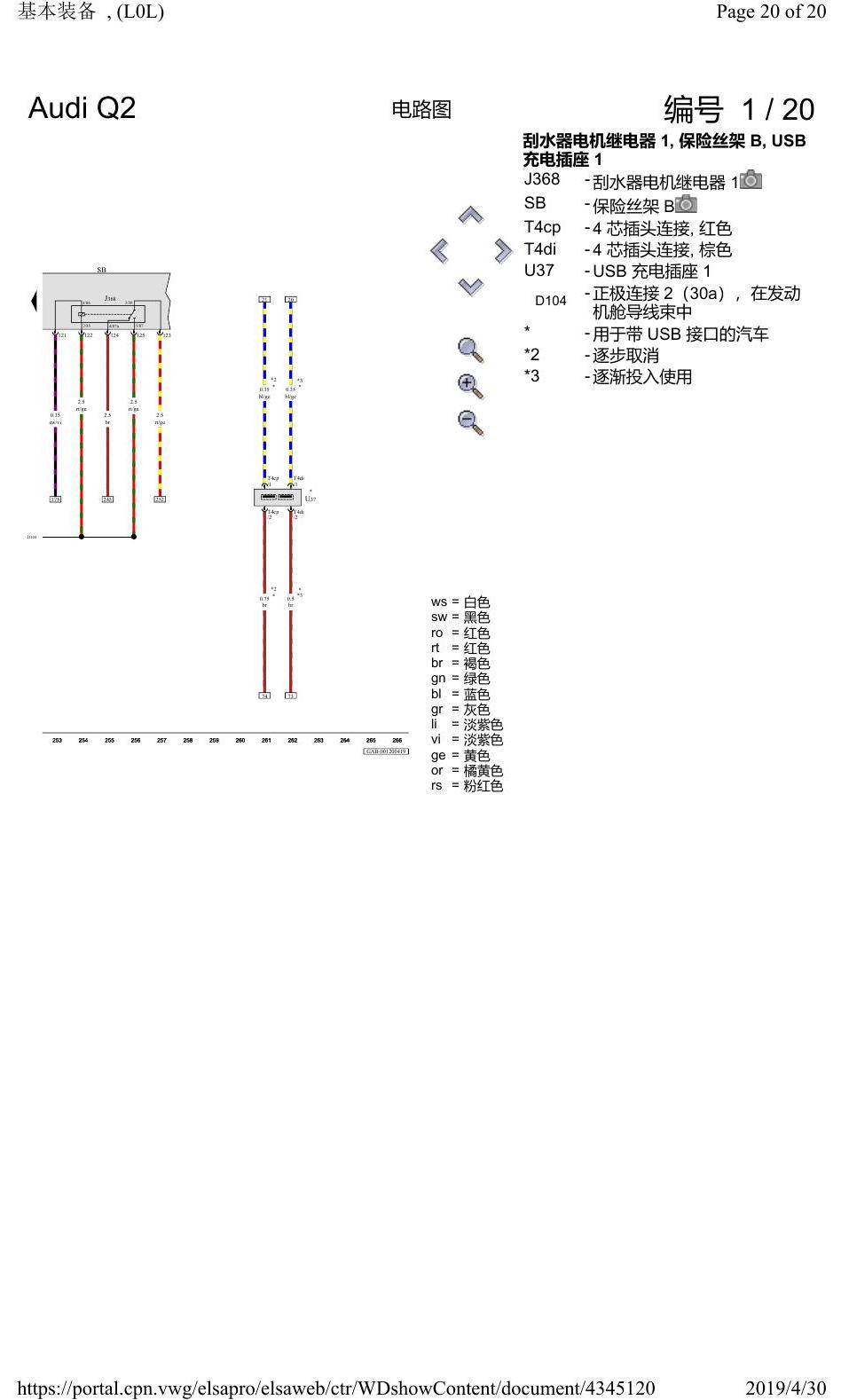 奥迪Q2L 电路图 基本装备, (L0L), 自 2016 年 6 月起 电路图