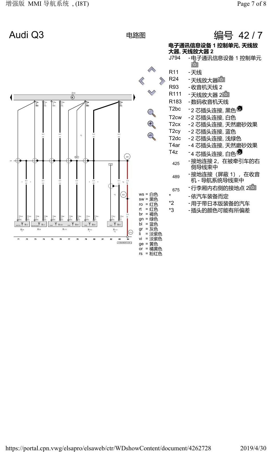 奥迪Q3L 电路图 增强版 MMI 导航系统, (I8T), 自 2018 年 6 月起 电路图