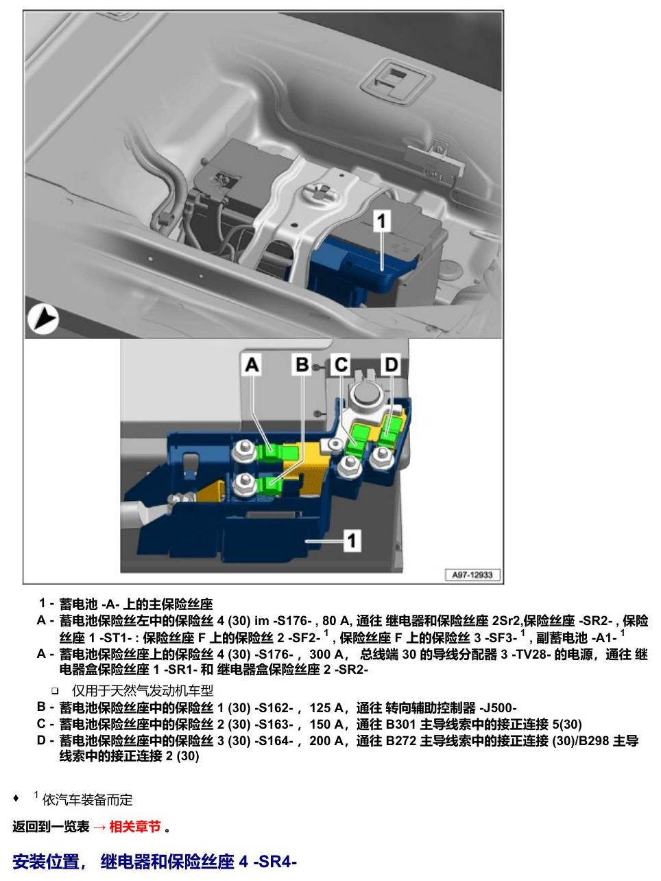 奥迪Q5L 安装位置 保险丝 电路图