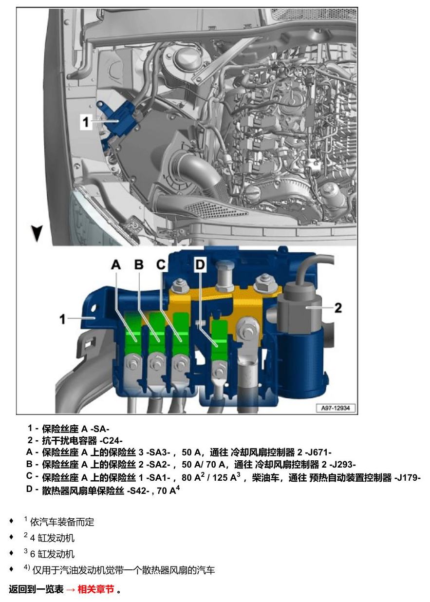 奥迪Q5L 安装位置 保险丝 电路图