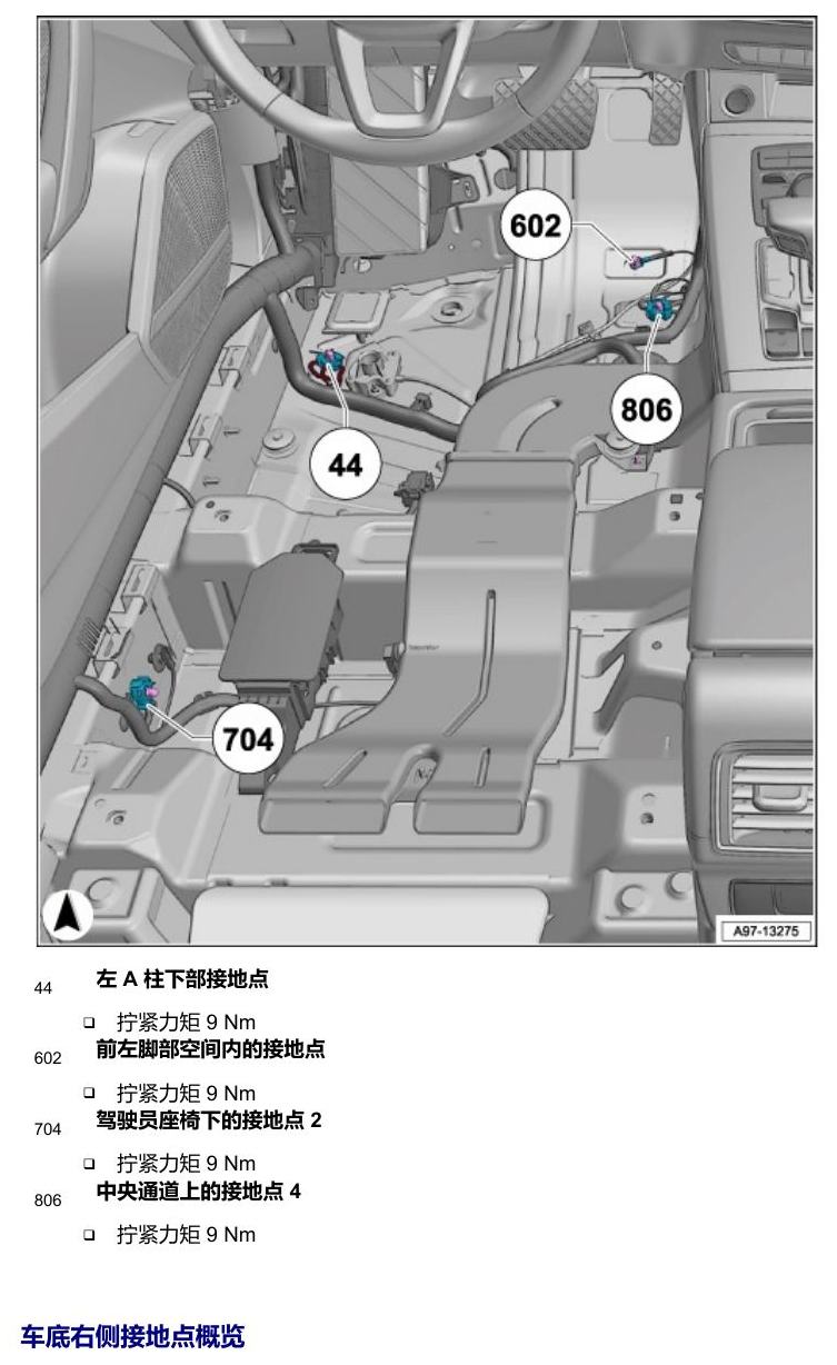 奥迪Q5L 安装位置 接地点 电路图