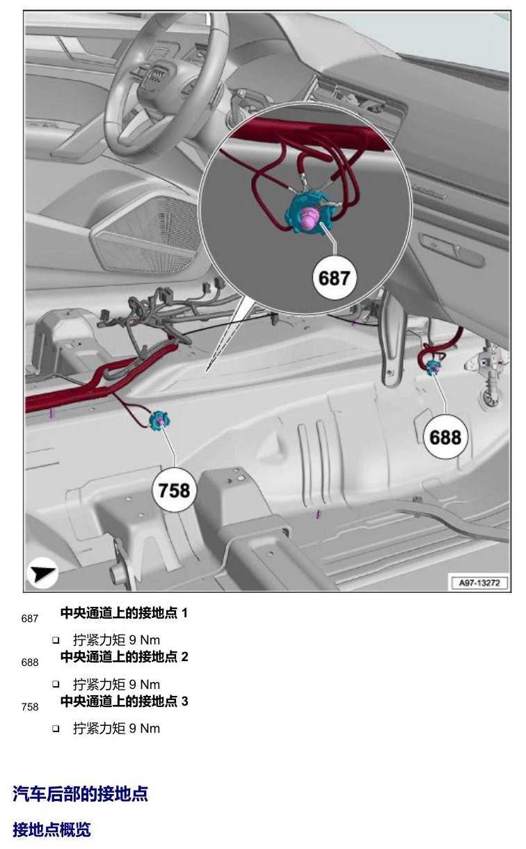 奥迪Q5L 安装位置 接地点 电路图