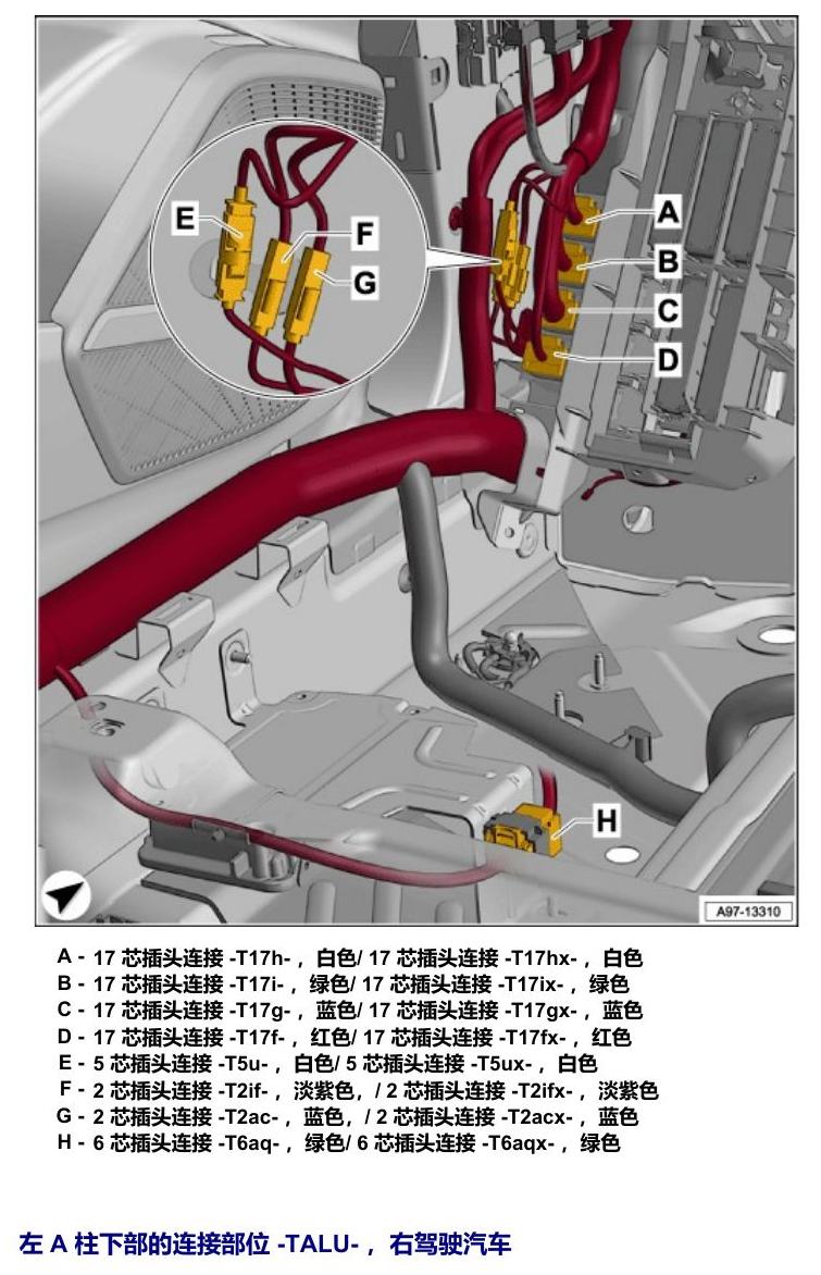 奥迪Q5L 安装位置 连接部位 电路图