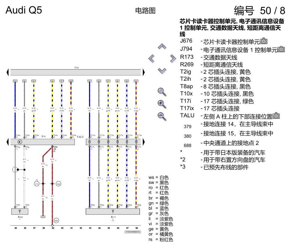 奥迪Q5L 电路图 MMI high,带导航系统 , (I8H) 电路图