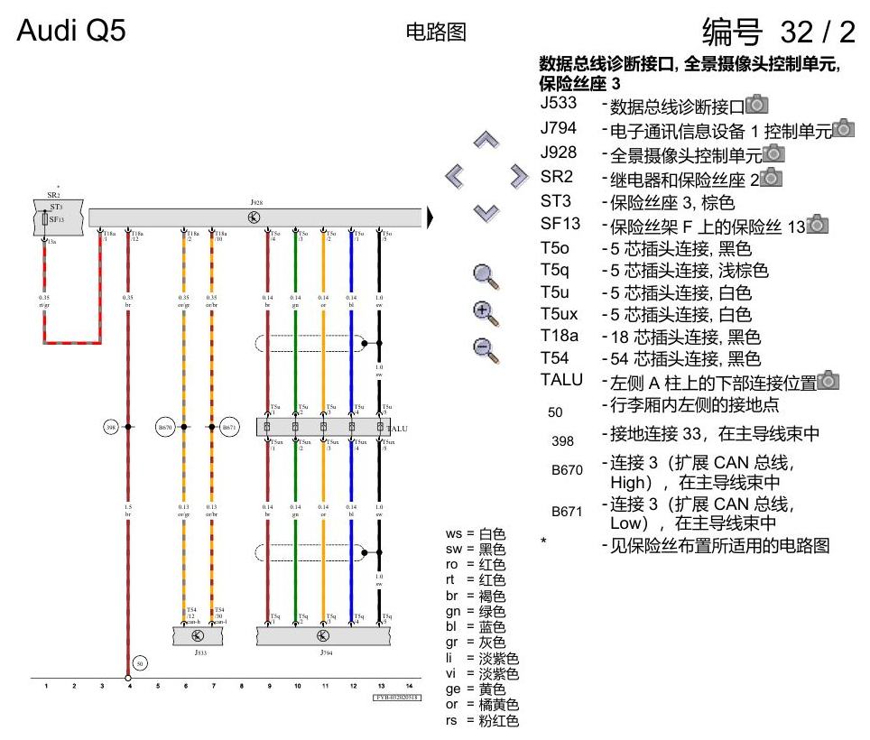 奥迪Q5L 电路图 全景摄像头 , (KA6) 电路图