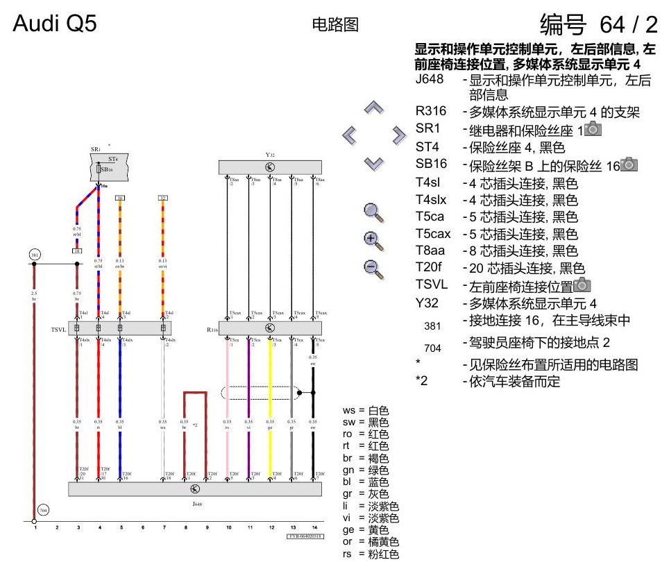 奥迪Q5L 电路图 后座区娱乐视听装置(RSE) , (9WM),(9WQ) 电路图