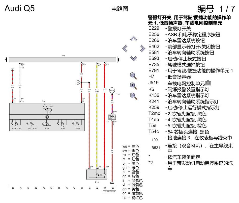 奥迪Q5L 电路图 基本装备 电路图