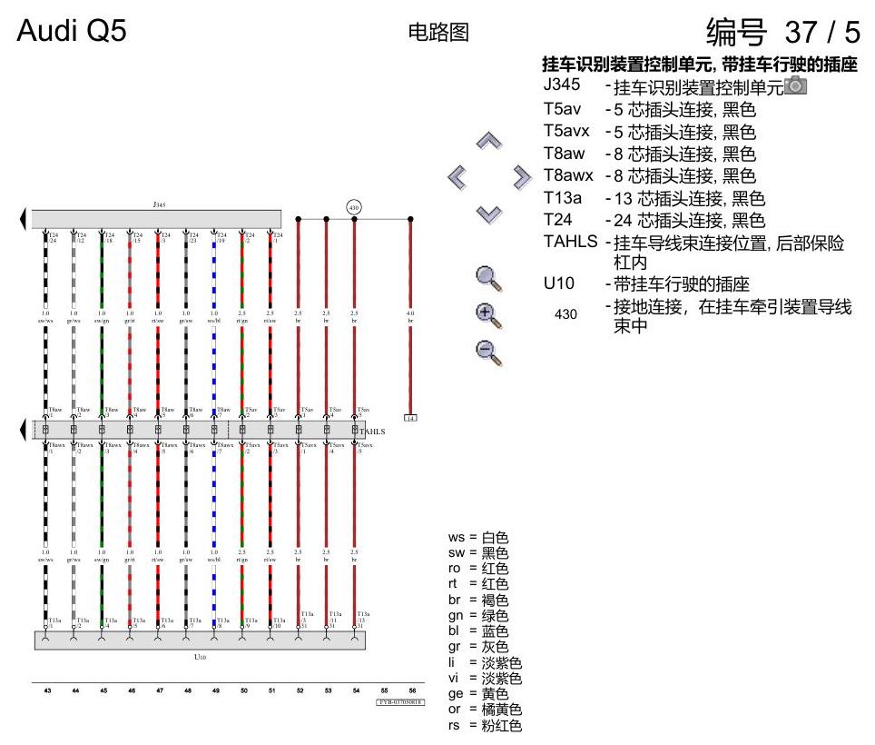 奥迪Q5L 电路图 带挂车行驶 , (1D4) 电路图