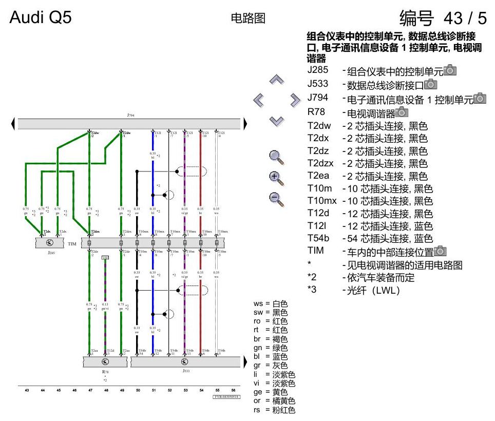 奥迪Q5L 电路图 带收音机的多媒体界面(MMI) , (I8E),(I8S) 电路图