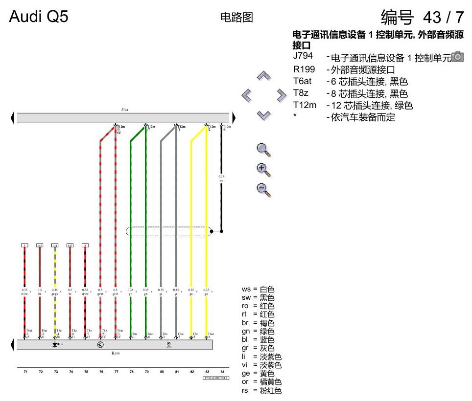 奥迪Q5L 电路图 带收音机的多媒体界面(MMI) , (I8E),(I8S) 电路图