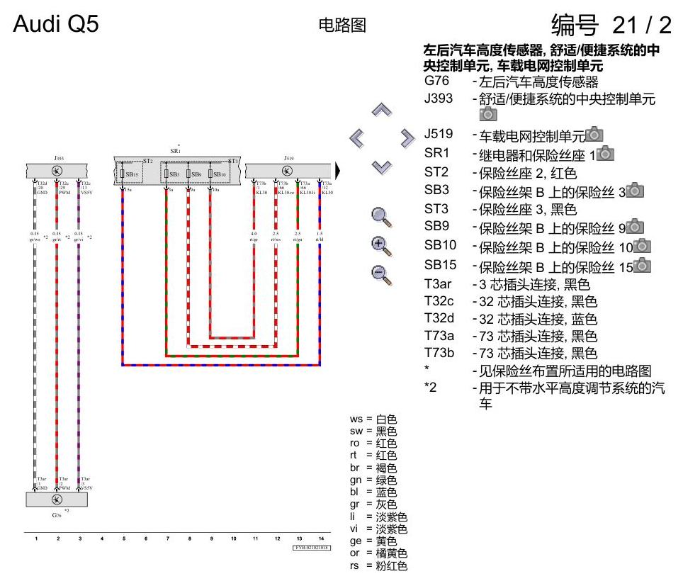 奥迪Q5L 电路图 带有自动大灯照明距离调节功能和弯道灯的气体放电大灯(双氙气灯) , (8IH) 电路图