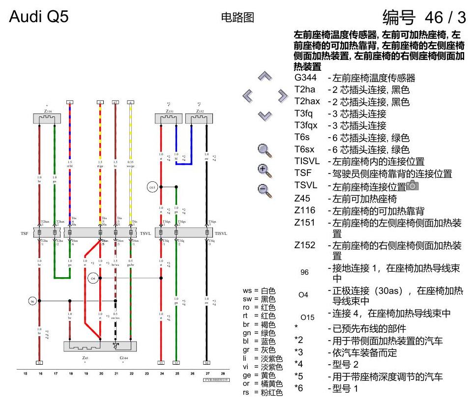 奥迪Q5L 电路图 座椅加热装置 , (4A3),(4A4) 电路图