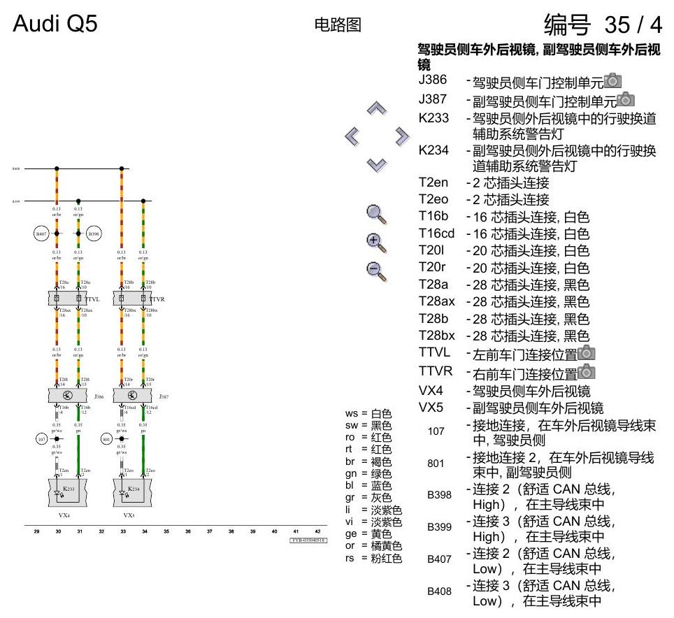 奥迪Q5L 电路图 换道辅助系统 , (7Y1) 电路图