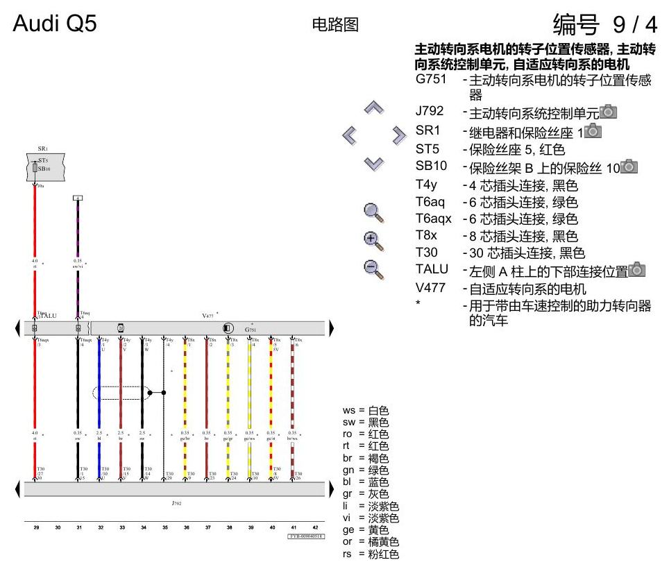 奥迪Q5L 电路图 机电式转向系 , (1N8),(QZ7) 电路图