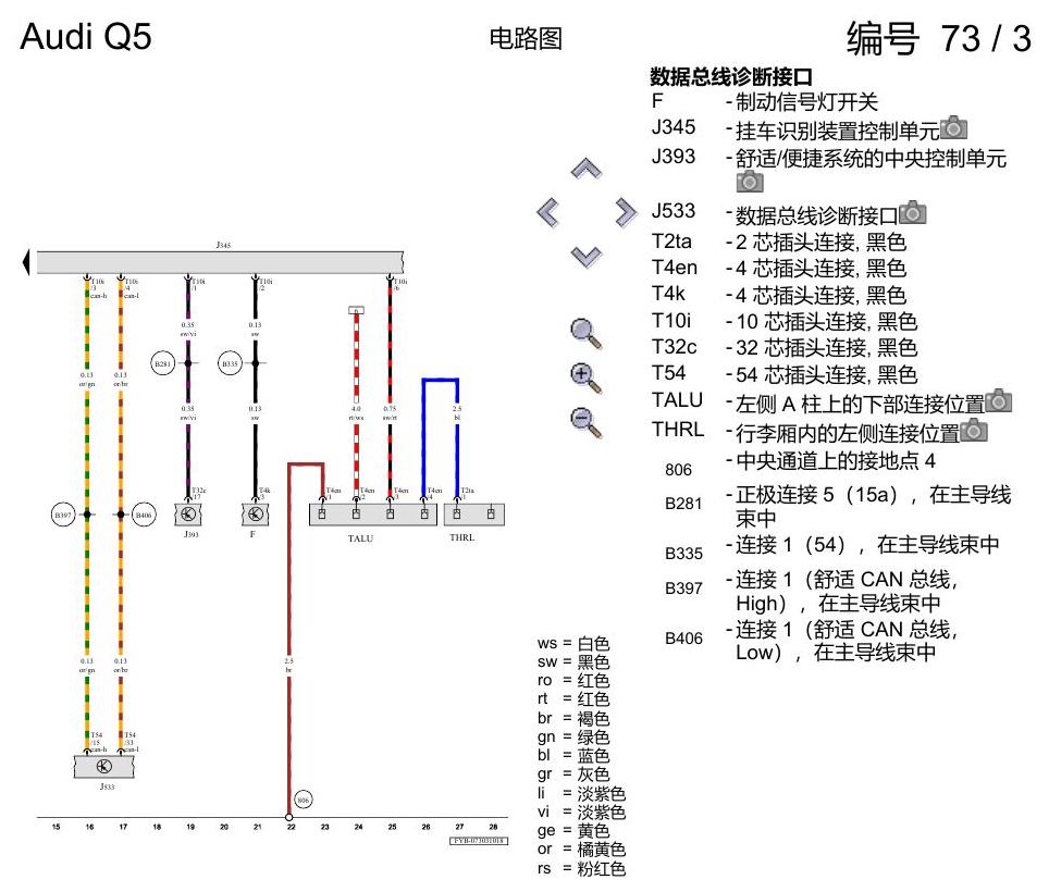 奥迪Q5L 电路图 用于带挂车行驶的适配装置 , (5C1),(B0R),(B1C),(B2K) 电路图