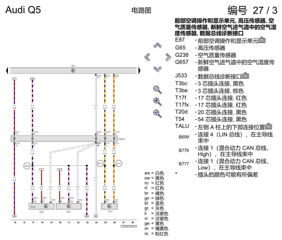 奥迪Q5L 电路图 空调器 , (9AQ) 电路图