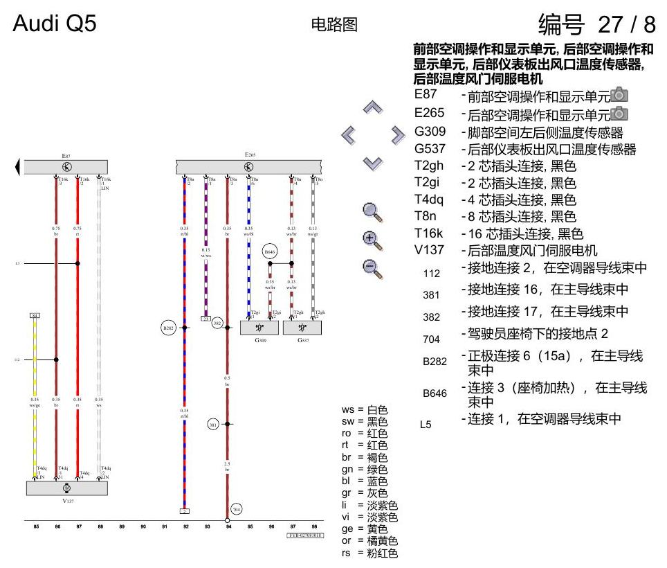 奥迪Q5L 电路图 空调器 , (9AQ) 电路图