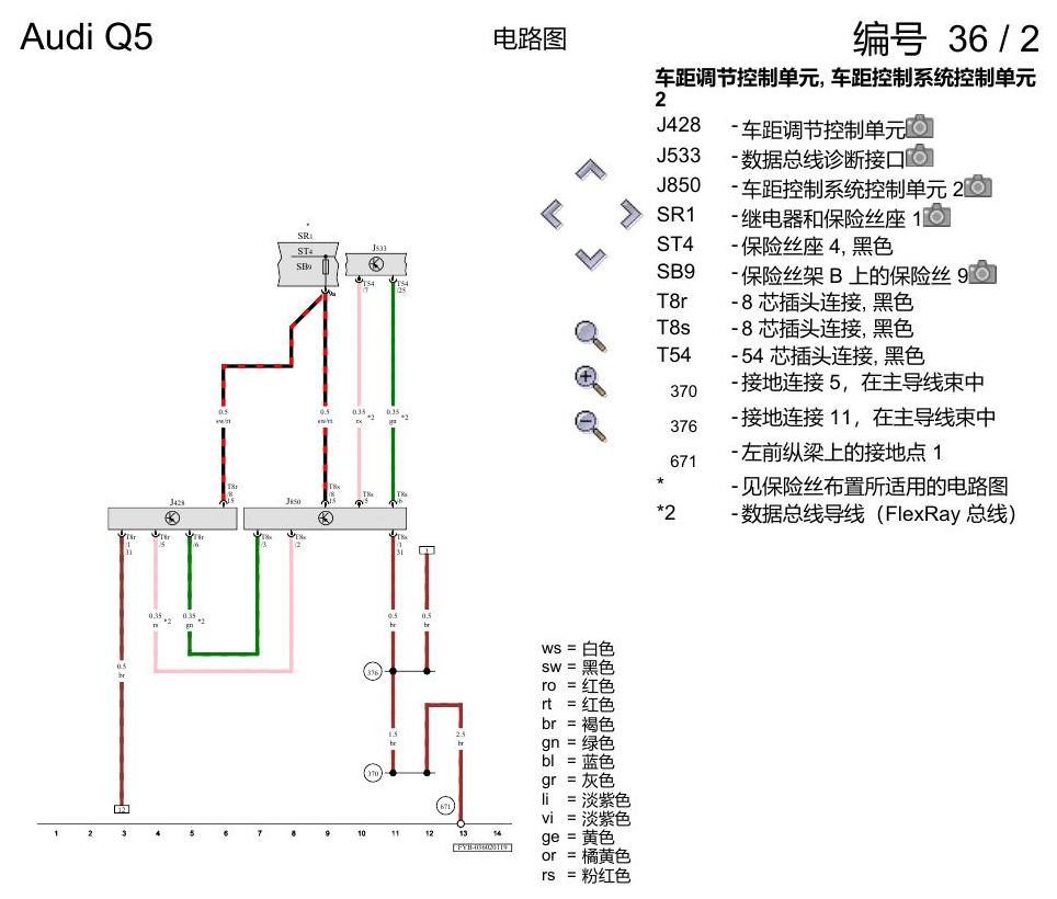 奥迪Q5L 电路图 自动车距控制 , (8T3),(8T8) 电路图