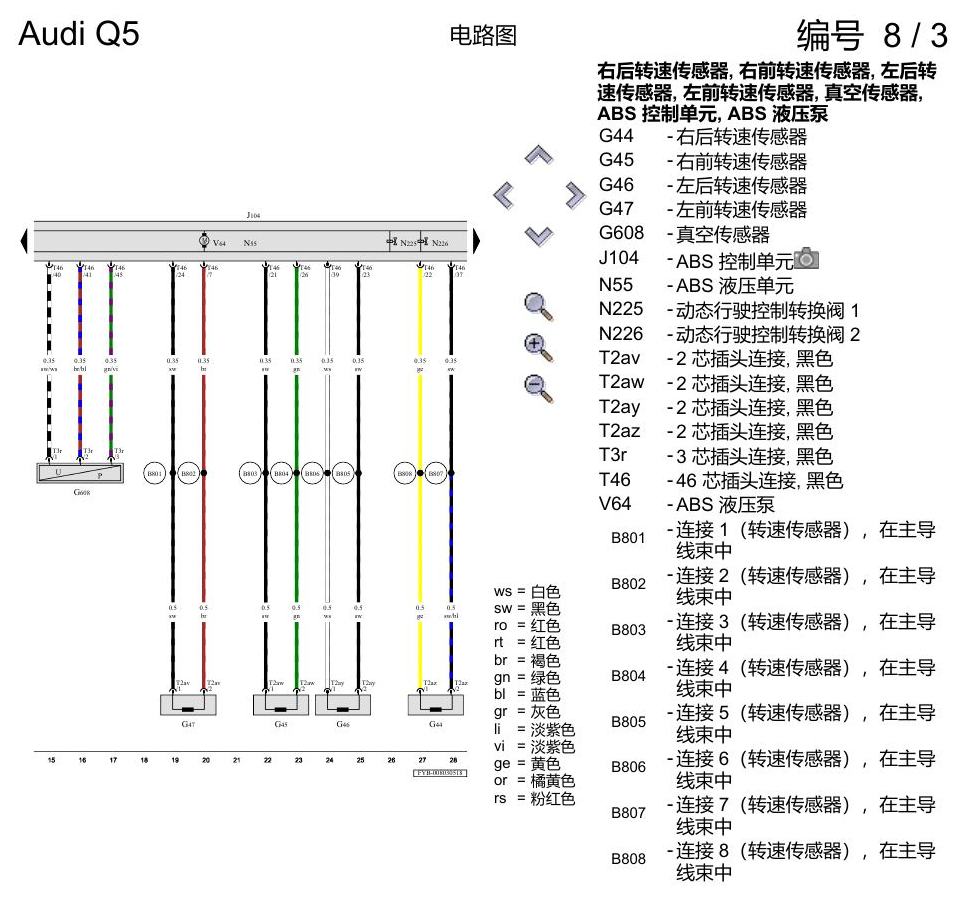 奥迪Q5L 电路图 防抱死制动系统(ABS) 电路图