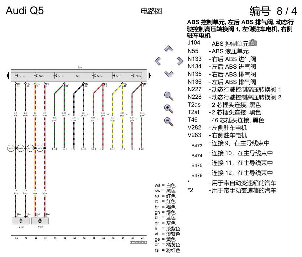 奥迪Q5L 电路图 防抱死制动系统(ABS) 电路图