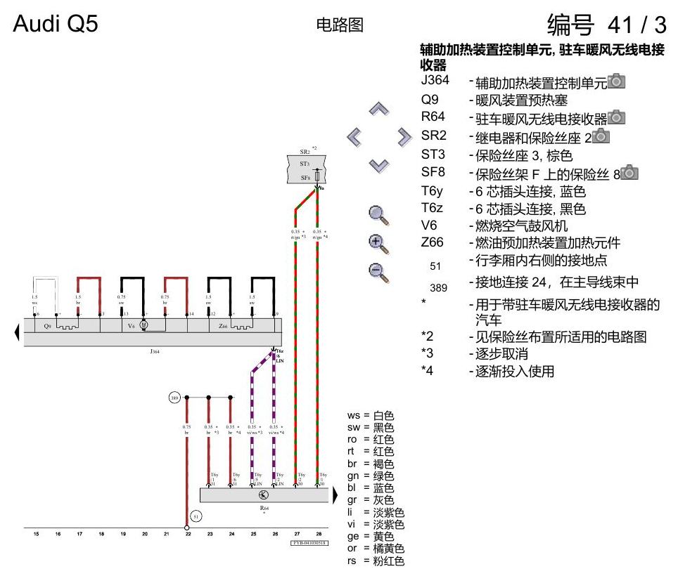 奥迪Q5L 电路图 驻车暖风 , (9M1),(9M9) 电路图