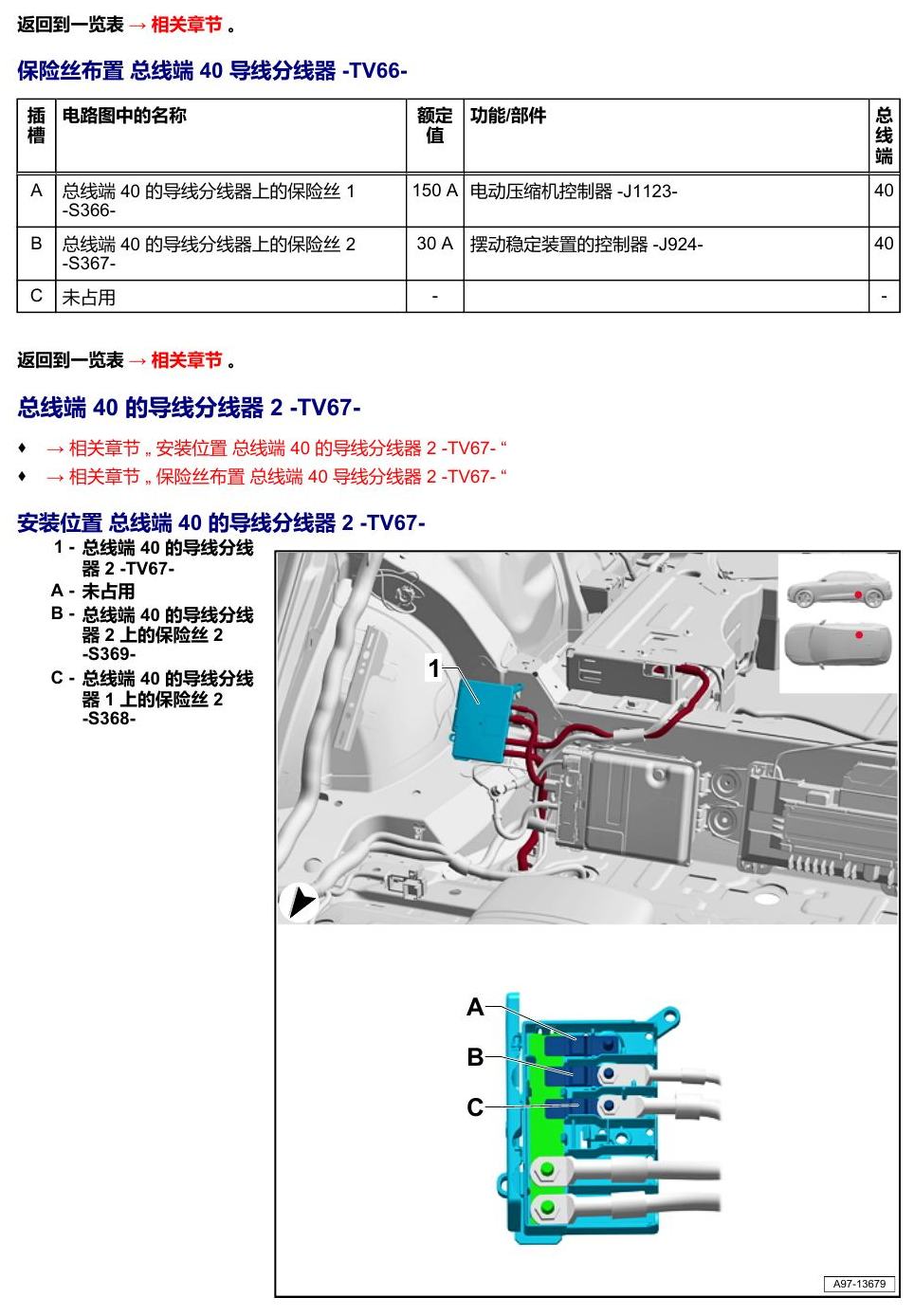 奥迪Q8 安装位置:保险丝 电路图