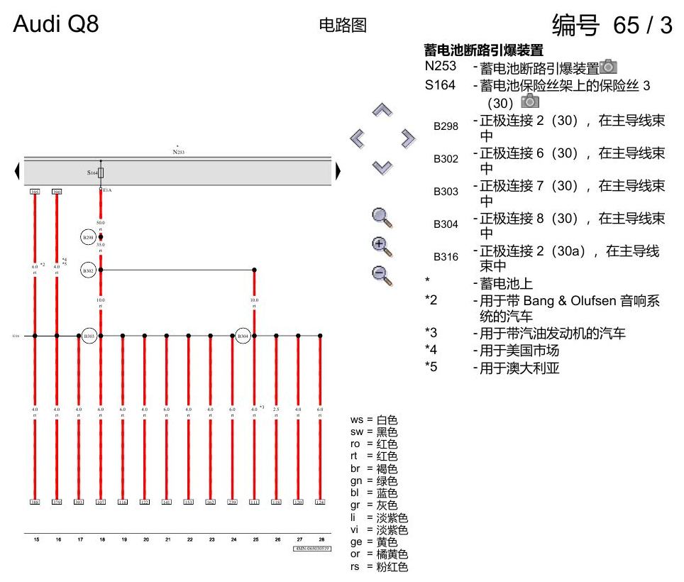 奥迪Q8 电路图 保险丝配置, (L0L), 自 2018 年 6 月起 电路图