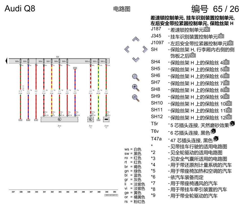 奥迪Q8 电路图 保险丝配置, (L0L), 自 2018 年 6 月起 电路图