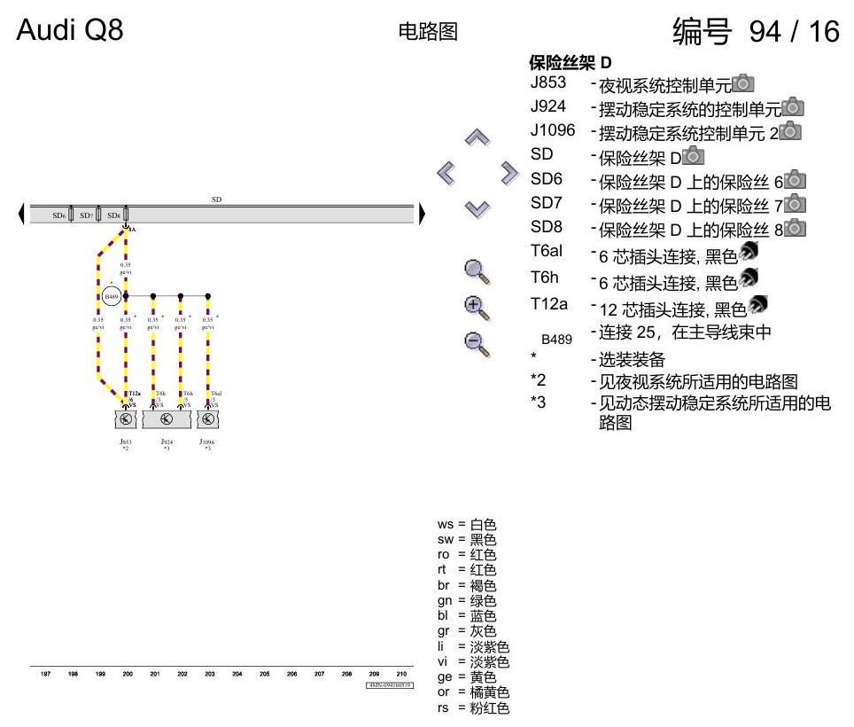 奥迪Q8 电路图 保险丝配置, (L0R), 自 2018 年 7 月起 电路图