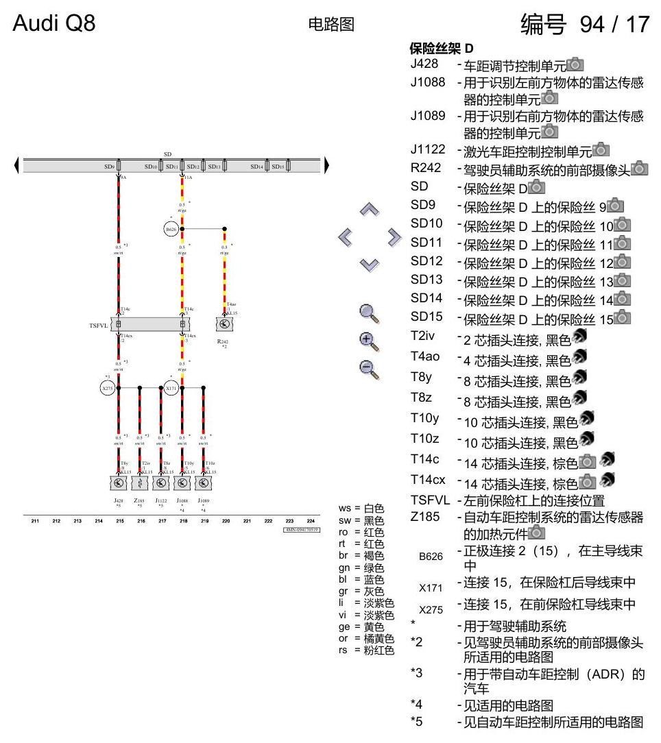 奥迪Q8 电路图 保险丝配置, (L0R), 自 2018 年 7 月起 电路图