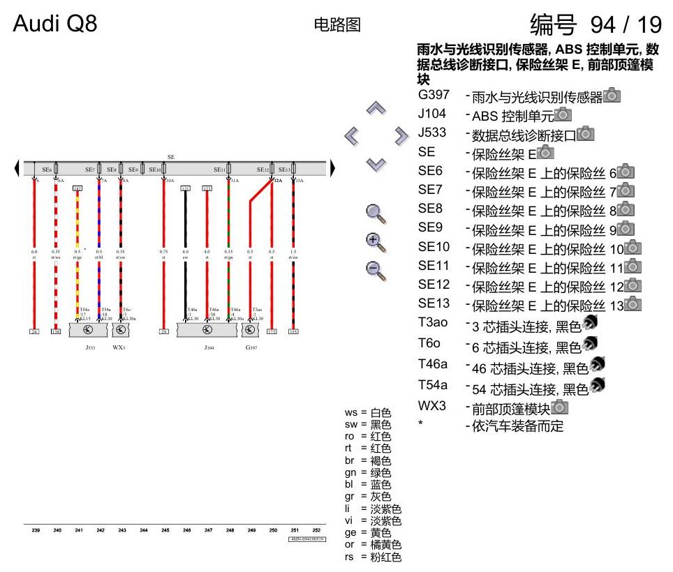 奥迪Q8 电路图 保险丝配置, (L0R), 自 2018 年 7 月起 电路图