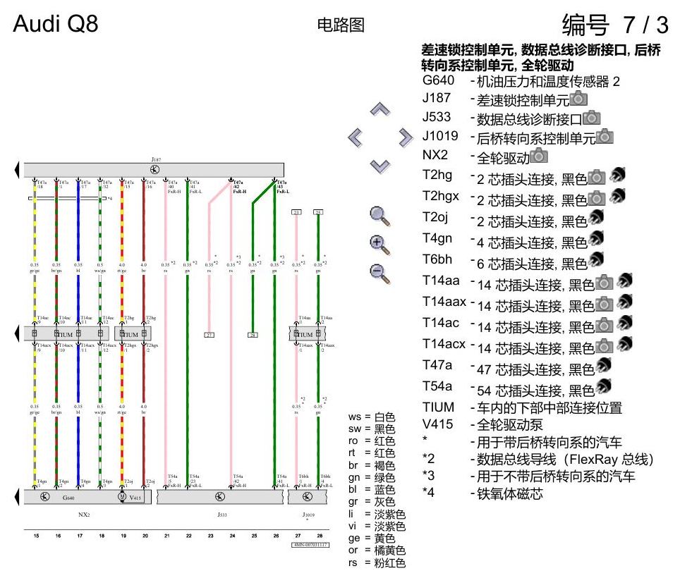 奥迪Q8 电路图 全轮驱动, (GH2), 自 2018 年 6 月起 电路图