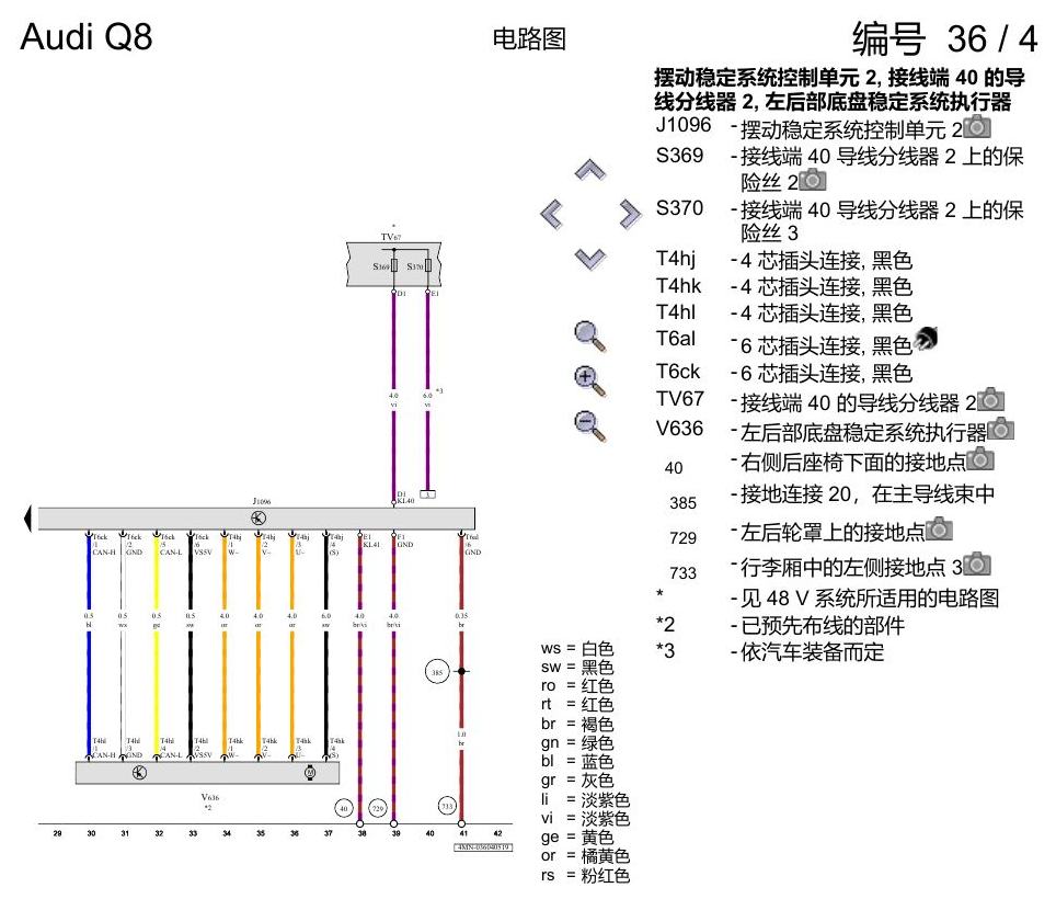 奥迪Q8 电路图 动态摆动稳定系统, (1P7), 自 2018 年 6 月起 电路图