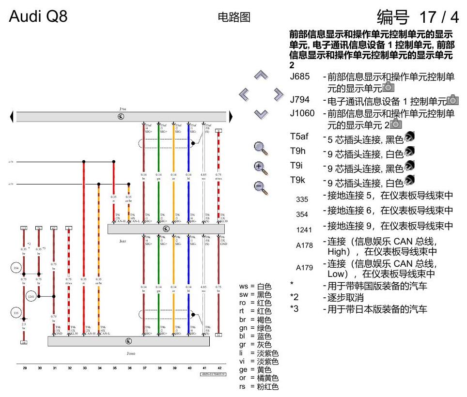 奥迪Q8 电路图 增强版 MMI 导航系统, (I8T), 自 2018 年 6 月起 电路图