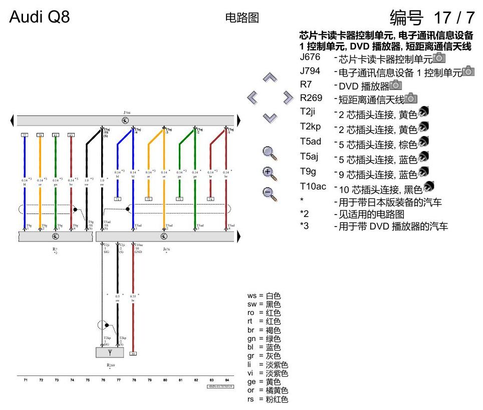奥迪Q8 电路图 增强版 MMI 导航系统, (I8T), 自 2018 年 6 月起 电路图