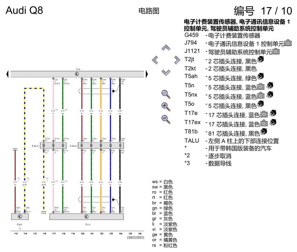 奥迪Q8 电路图 增强版 MMI 导航系统, (I8T), 自 2018 年 6 月起 电路图