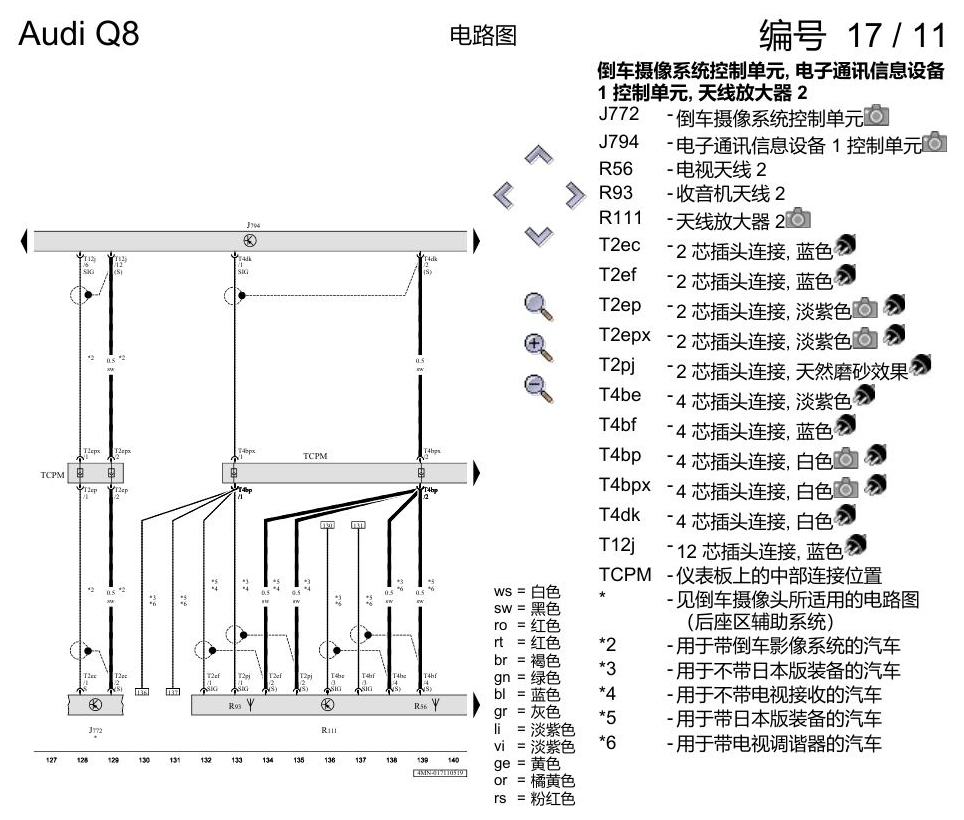 奥迪Q8 电路图 增强版 MMI 导航系统, (I8T), 自 2018 年 6 月起 电路图