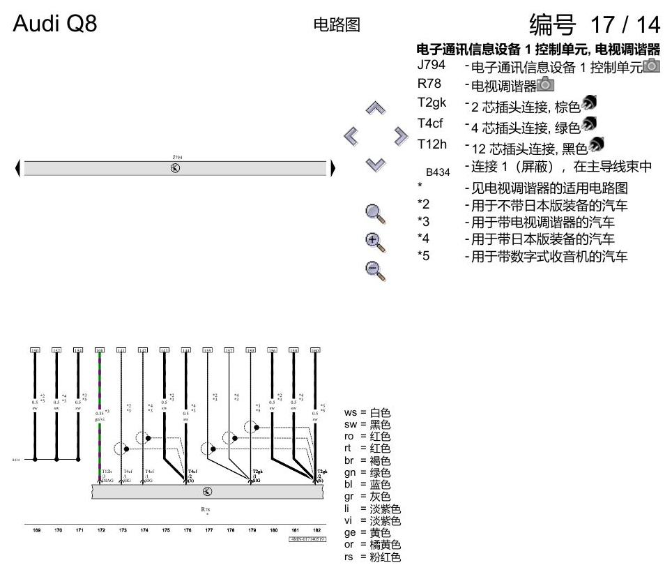 奥迪Q8 电路图 增强版 MMI 导航系统, (I8T), 自 2018 年 6 月起 电路图
