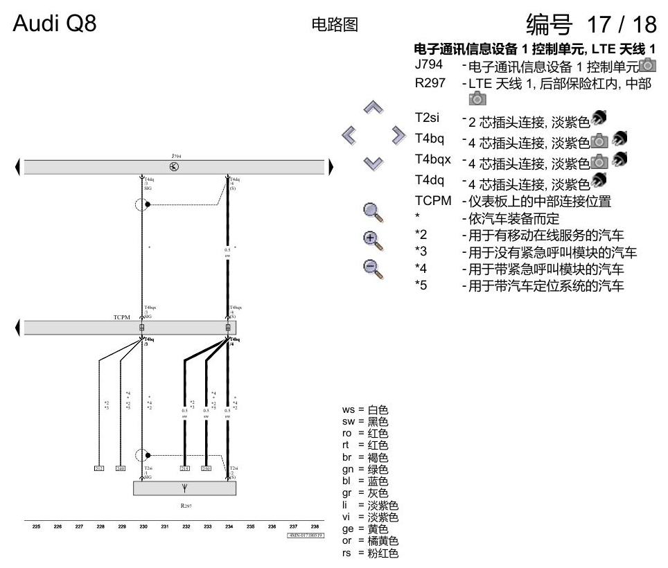 奥迪Q8 电路图 增强版 MMI 导航系统, (I8T), 自 2018 年 6 月起 电路图